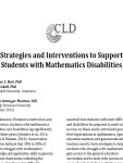 Strategies and Interventions for Math Disabilities