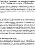 Role of Elementary Math Specialists